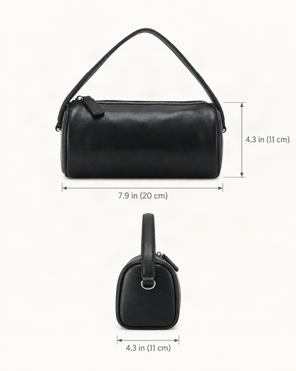 Lambskin Mini Shoulder Bag dimensions diagram, in inches and centimetres