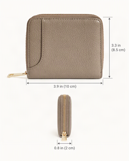 RFID-Blocking Pebbled Cowhide Wallet & Key Holder dimensions diagram, in inches and centimetres