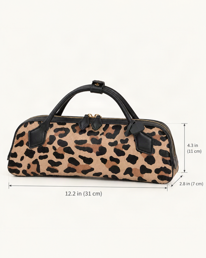 Top-Grain Cowhide Small Plus Top-Handle Shoulder Bag dimensions diagram, in inches and centimetres
