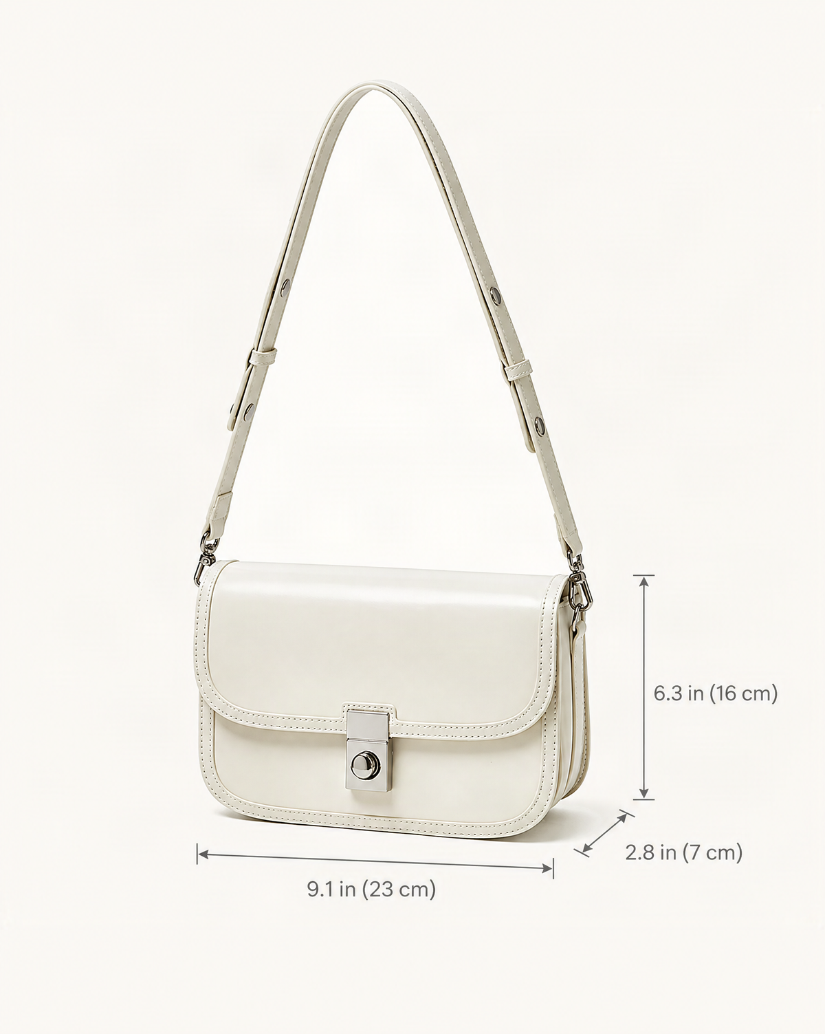 Cowhide Leather Messenger Crossbody Bag – Color Options dimensions diagram, in inches and centimetres