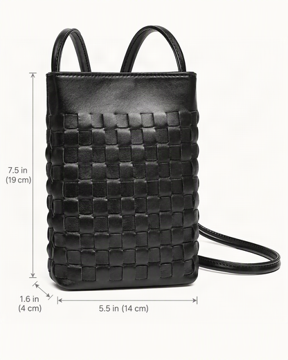 Lambskin Micro Crossbody Phone Bag dimensions diagram, in inches and centimetres