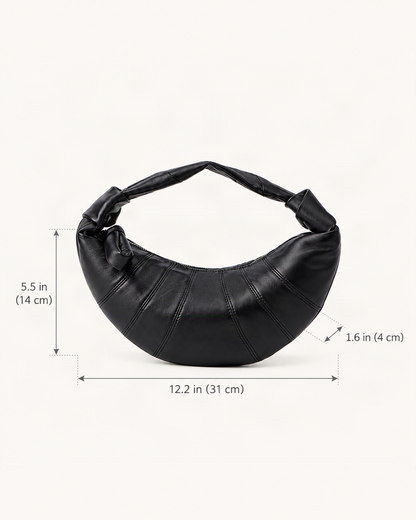 Lambskin Croissant Shoulder Bag - Small Plus dimensions diagram, in inches and centimetres