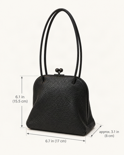 Leather Mini Shoulder Bag dimensions diagram, in inches and centimetres