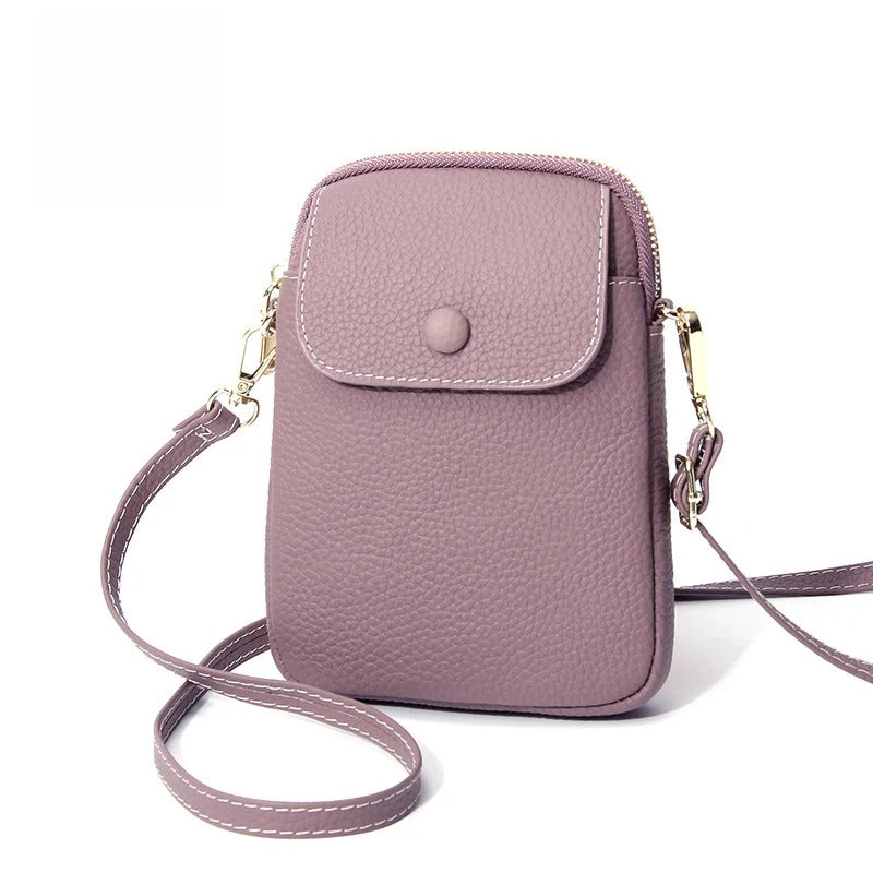Top-Grain Cowhide Leather Micro Crossbody Phone Bag