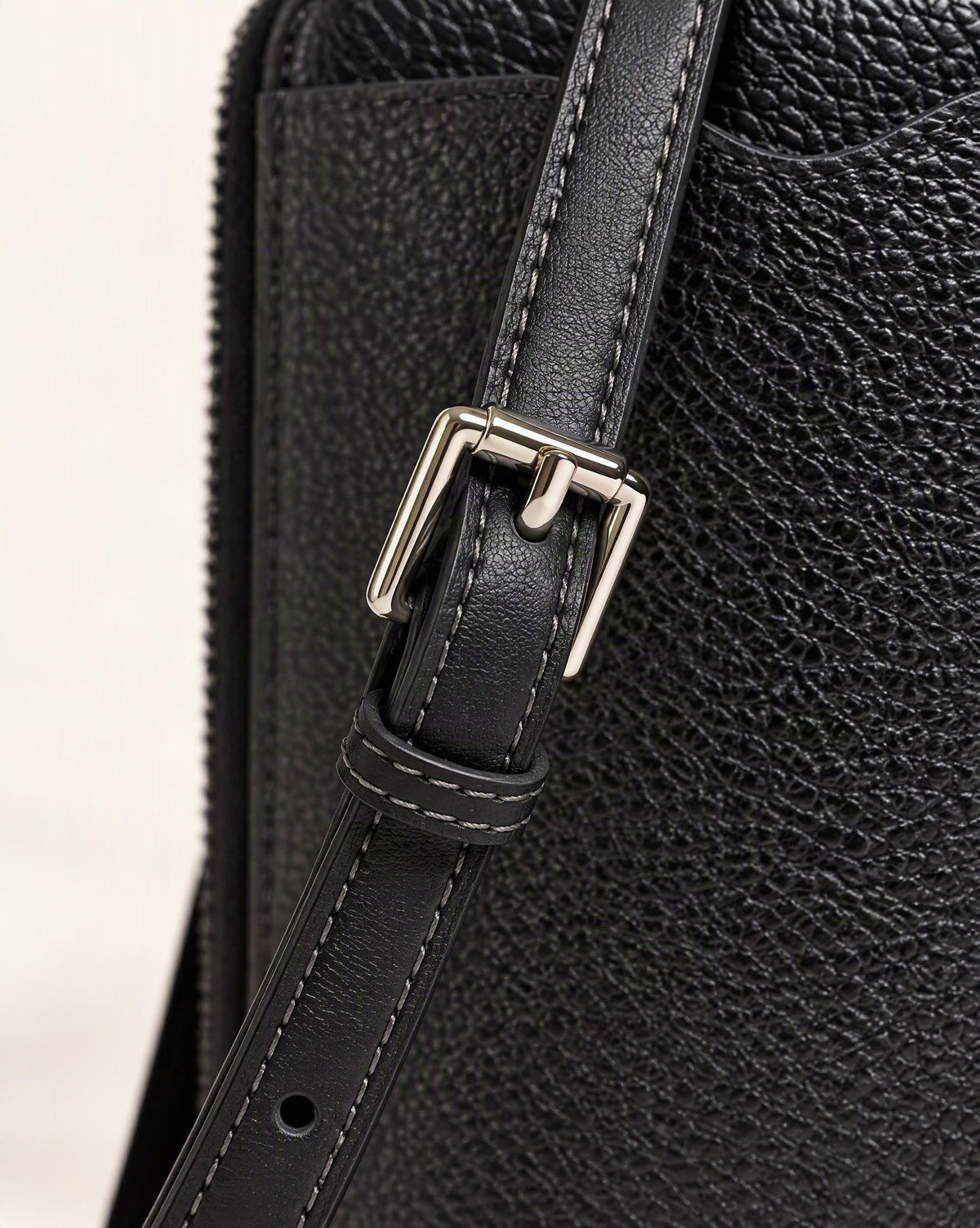 Cowhide Leather Vertical Phone Crossbody Bag hardware and cowhide detail, close up