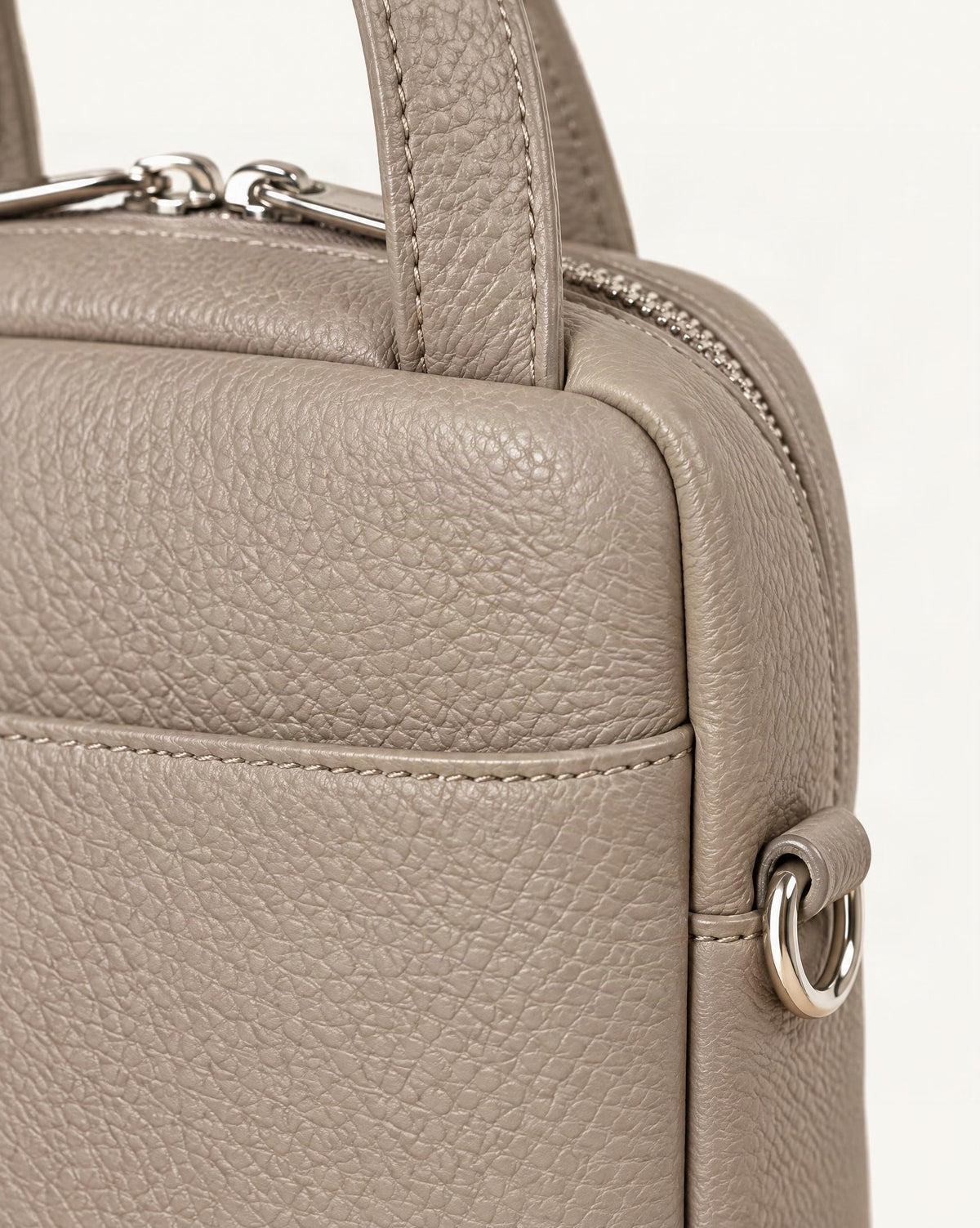 Pebbled Cowhide Leather Mini Crossbody Phone Bag hardware and pebbled cowhide detail, close up