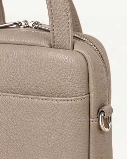 Pebbled Cowhide Leather Mini Crossbody Phone Bag hardware and pebbled cowhide detail, close up