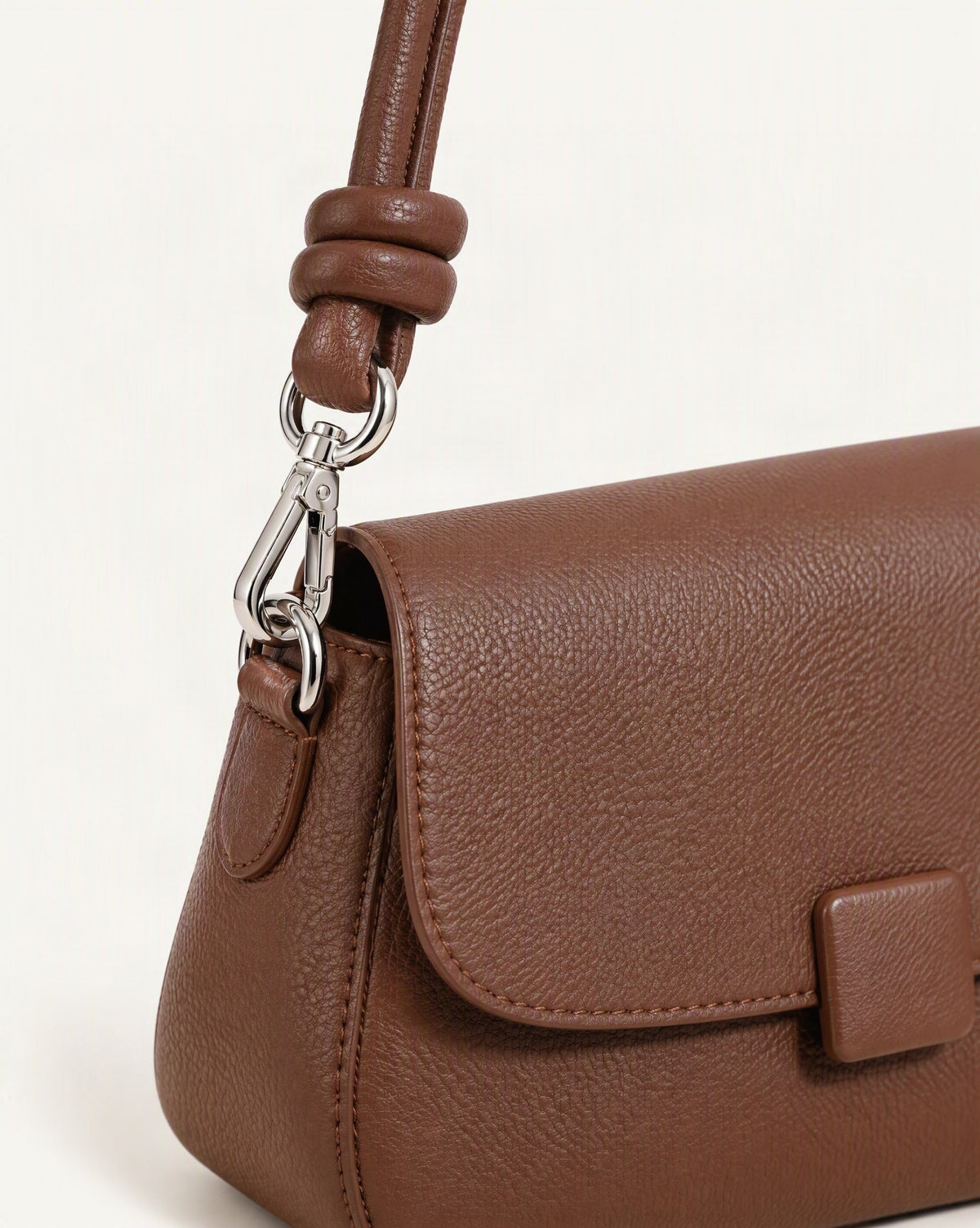 Cowhide Leather Mini Crossbody Bag hardware and cowhide detail, close up