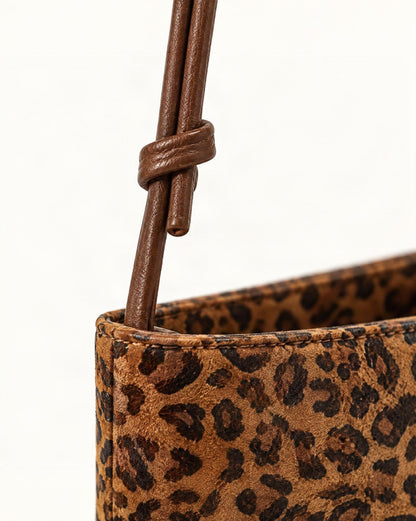 Nubuck Cowhide Bucket Crossbody Bag hardware and nubuck cowhide detail, close up