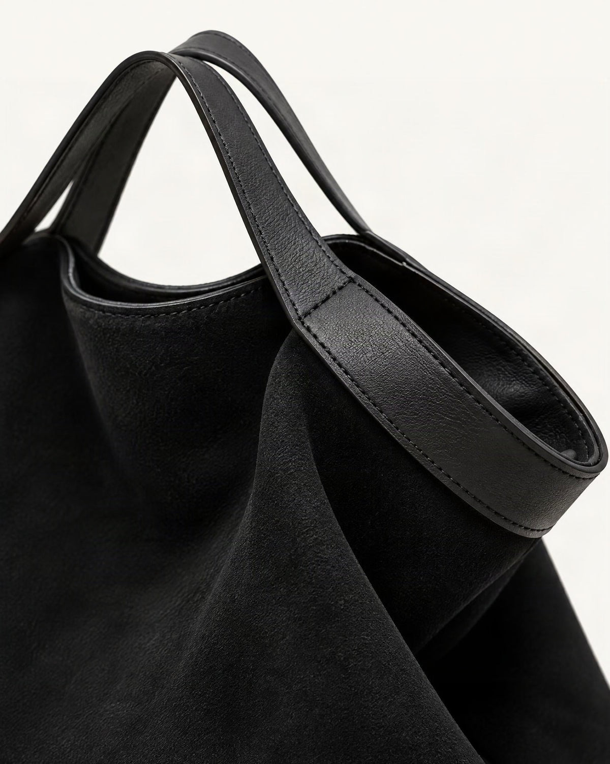 Cowhide Nubuck Leather Crossbody Tote Bag hardware and nubuck cowhide detail, close up