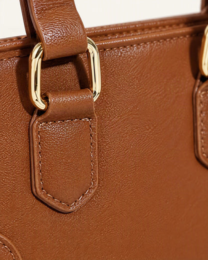 Split Leather Small Bowling Bag hardware and cowhide detail, close up