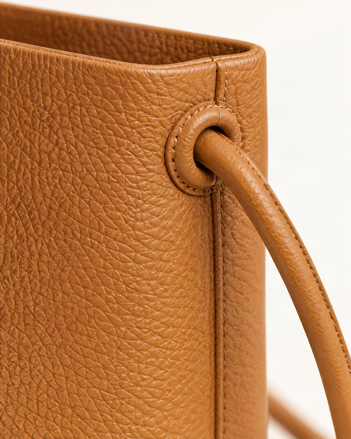 Cowhide Leather Micro Crossbody Phone Bag – Color Options hardware and pebbled cowhide detail, close up