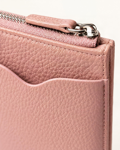 Cowhide Leather Micro Crossbody Phone Bag hardware and cowhide detail, close up