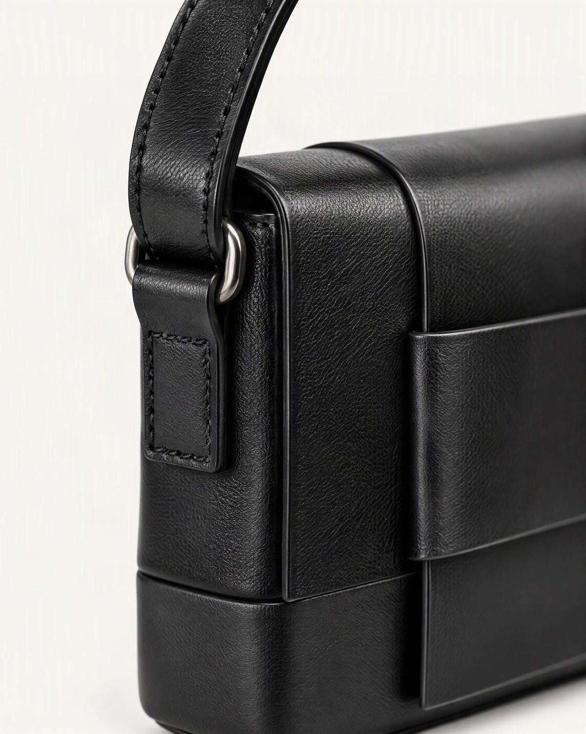 Cowhide Leather Mini Crossbody Bag with Bow Detail hardware and cowhide detail, close up
