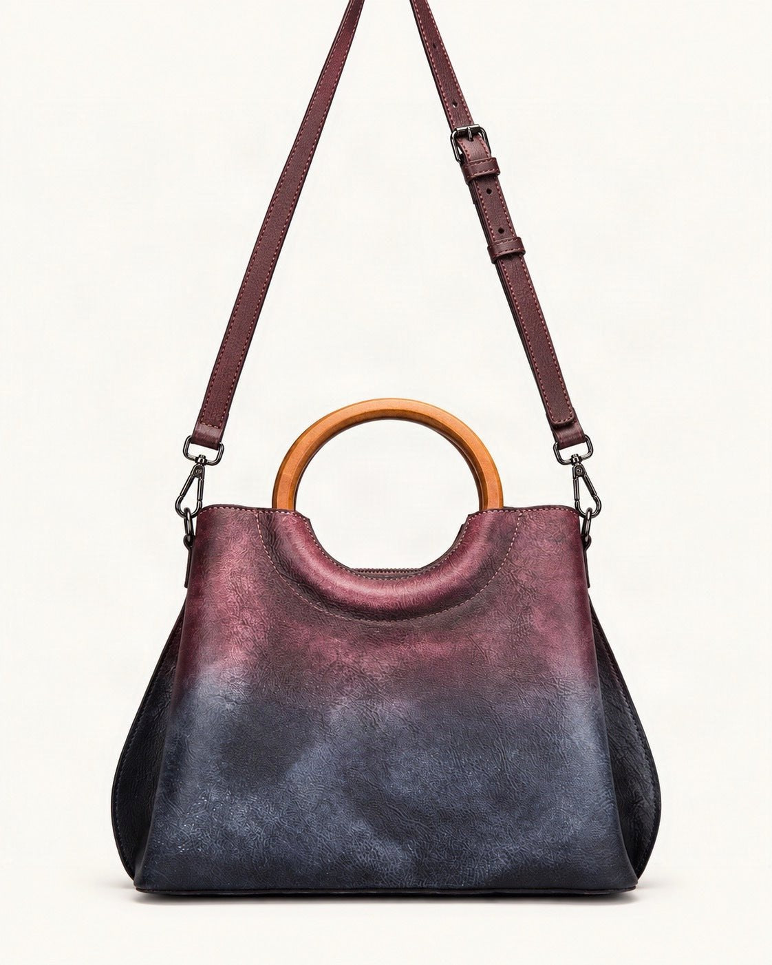 Top-Grain Cowhide Small Plus Top-Handle Crossbody Bag — straight-on front view on a warm white background