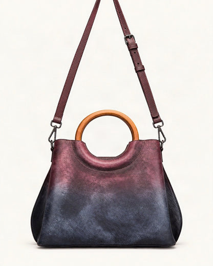 Top-Grain Cowhide Small Plus Top-Handle Crossbody Bag — straight-on front view on a warm white background