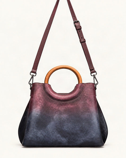 Top-Grain Cowhide Small Plus Top-Handle Crossbody Bag — straight-on front view on a warm white background