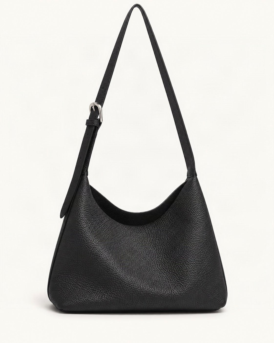 Pebbled Cowhide Small Plus Shoulder Hobo Bag — straight-on front view on a warm white background