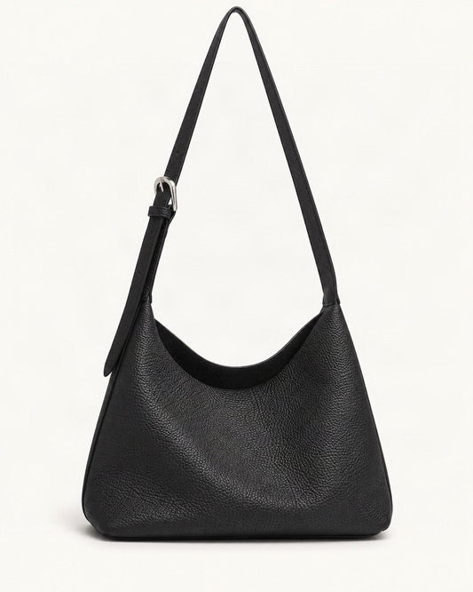 Pebbled Cowhide Small Plus Shoulder Hobo Bag — straight-on front view on a warm white background
