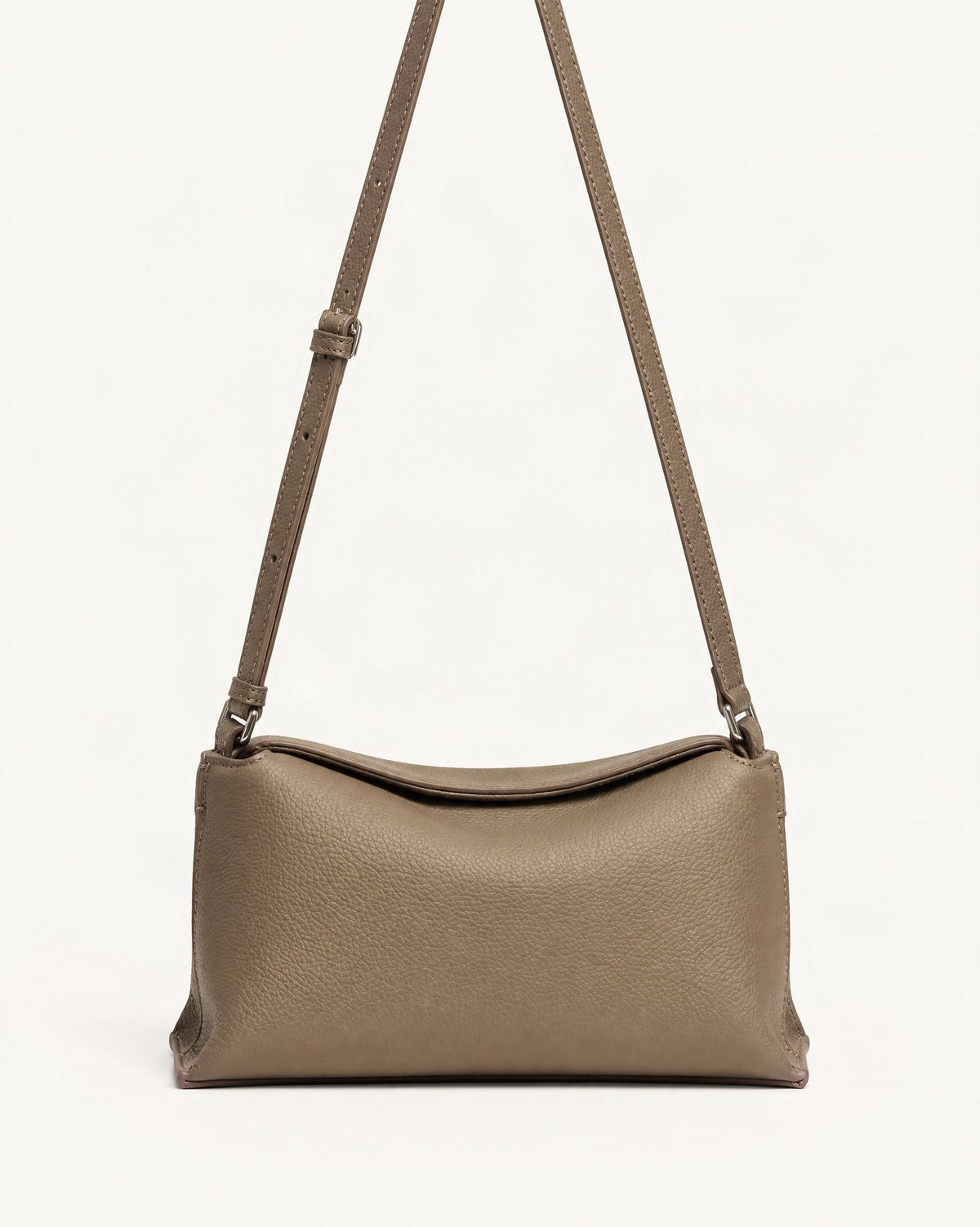 Cowhide Leather Mini Crossbody Bag – Color Options — straight-on front view on a warm white background