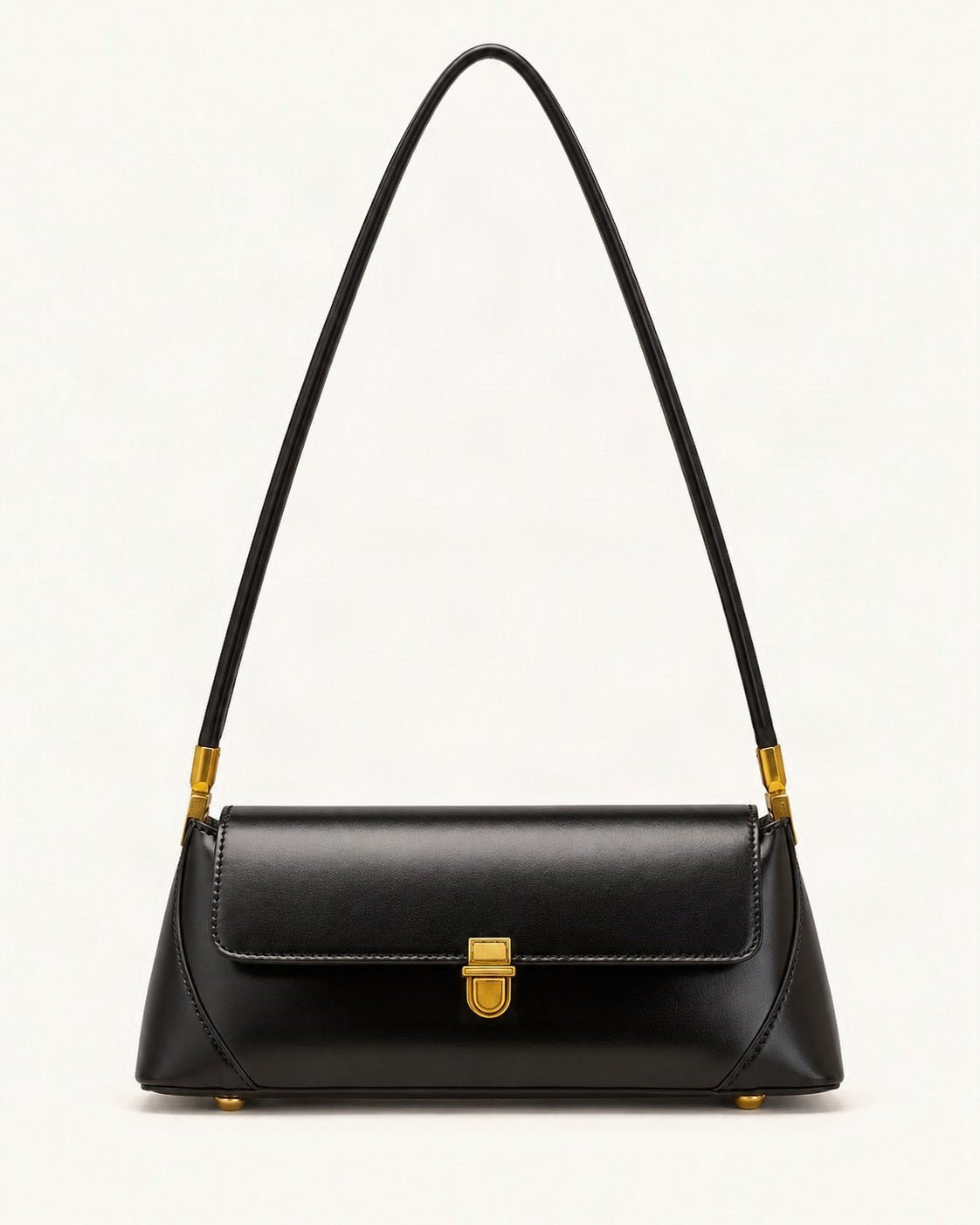 Cowhide Leather Small Plus Baguette Shoulder Bag — straight-on front view on a warm white background