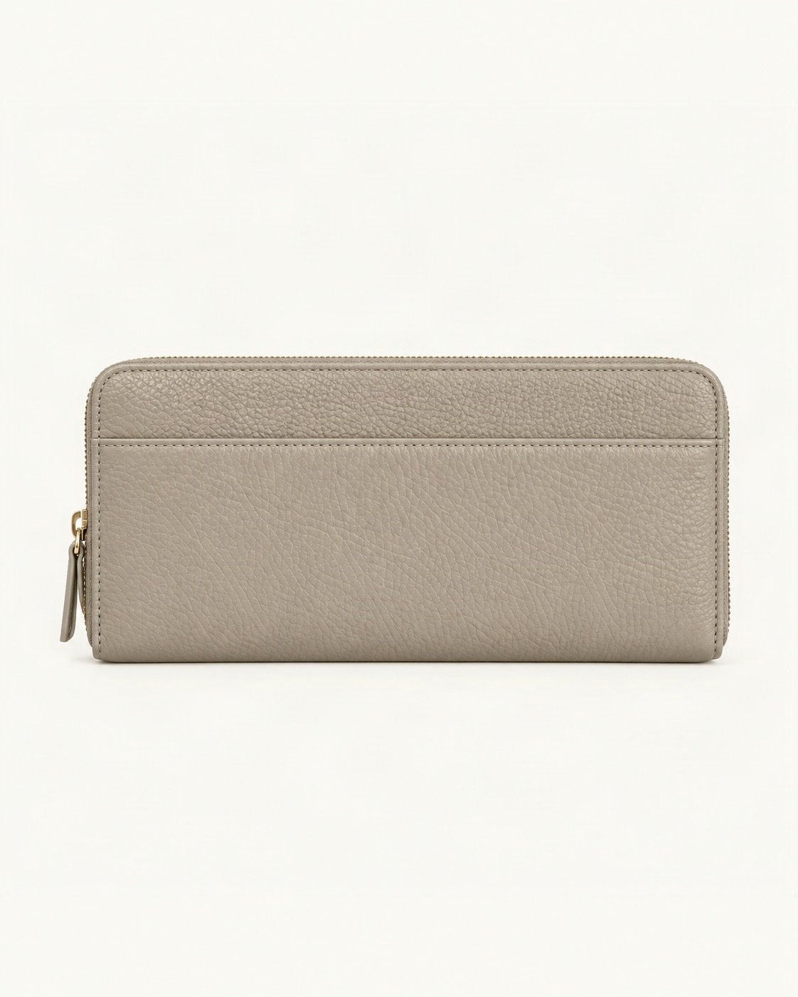 Top-Grain Cowhide Zip-Around Long Wallet with RFID Blocking — straight-on front view on a warm white background