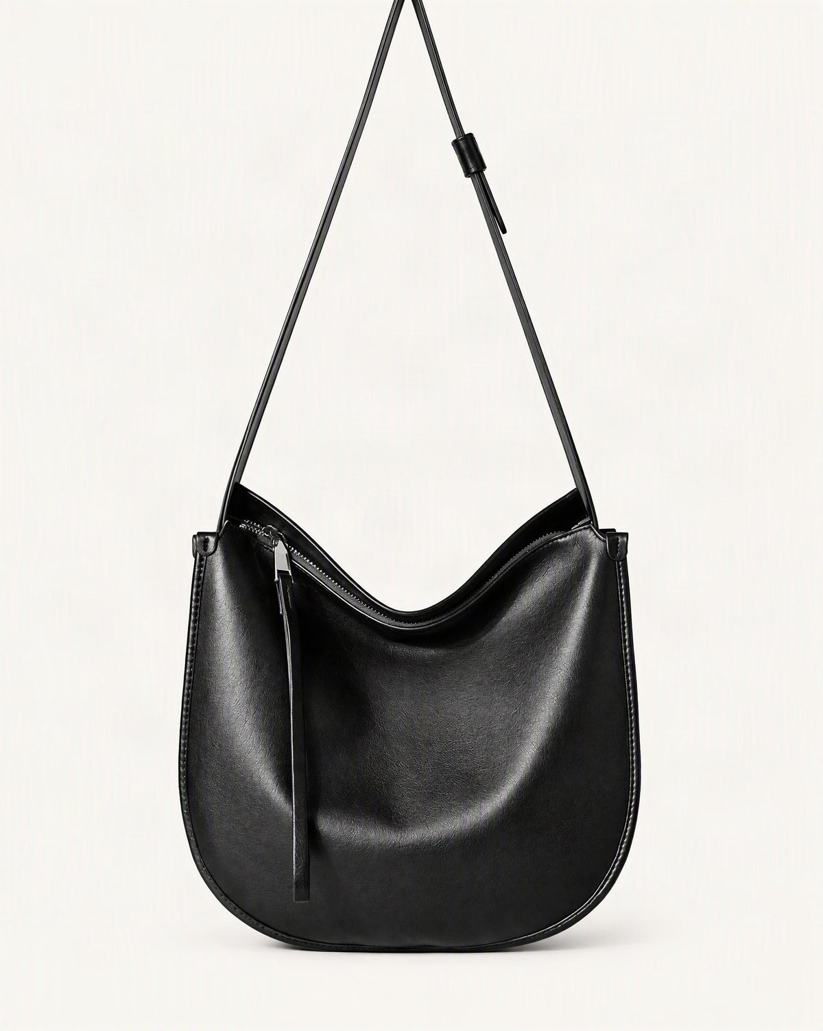 Cowhide Leather Small Plus Hobo Shoulder Bag — straight-on front view on a warm white background