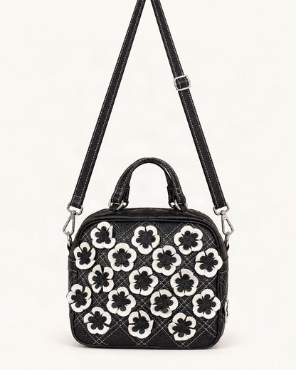 Top-Grain Cowhide Shoulder Crossbody Bag — straight-on front view on a warm white background