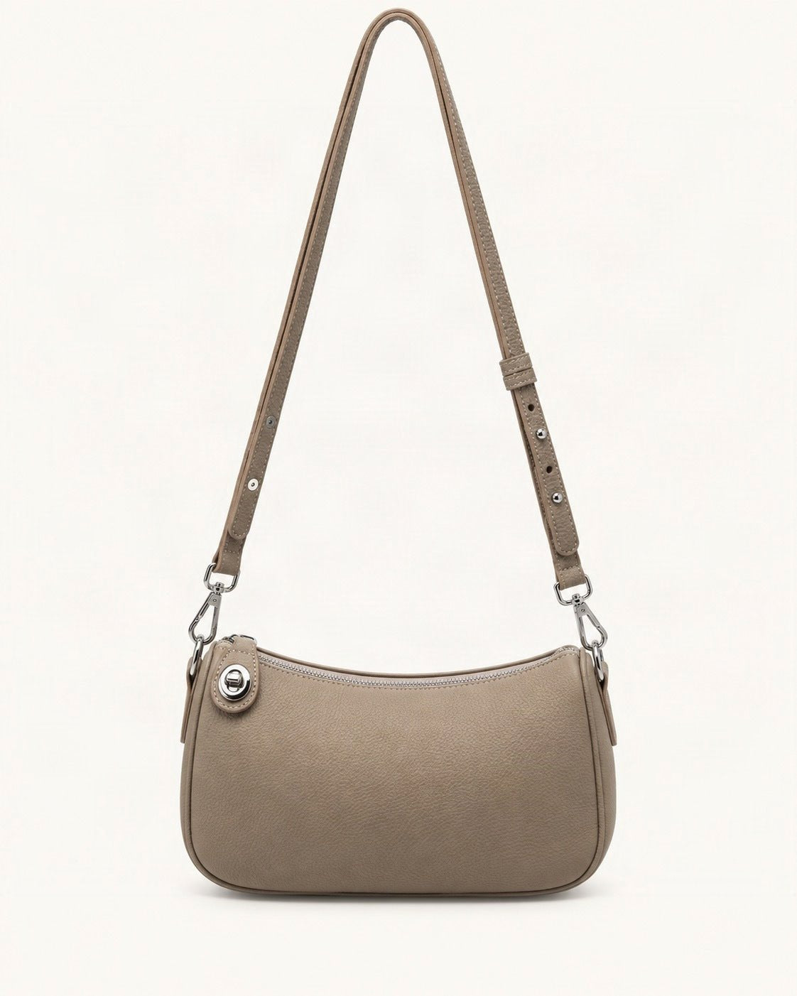 Pebbled Cowhide Leather Crossbody Bag — straight-on front view on a warm white background