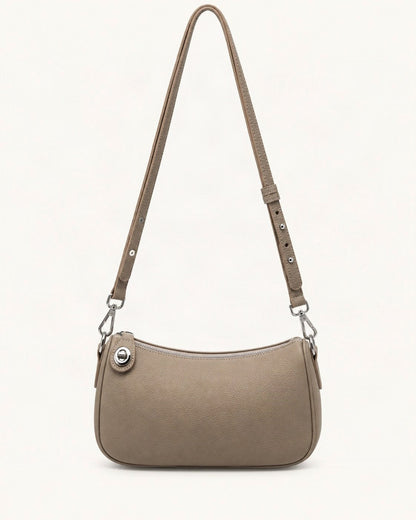 Pebbled Cowhide Leather Crossbody Bag — straight-on front view on a warm white background
