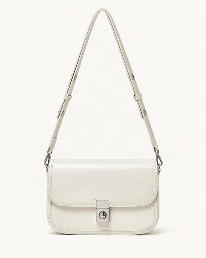 Cowhide Leather Messenger Crossbody Bag – Color Options — straight-on front view on a warm white background