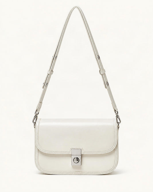 Cowhide Leather Messenger Crossbody Bag – Color Options — straight-on front view on a warm white background