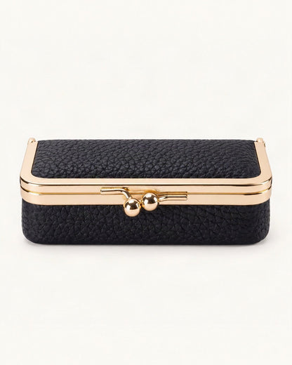 Top-Grain Cowhide Lipstick and Jewelry Pouch with Mirror — straight-on front view on a warm white background