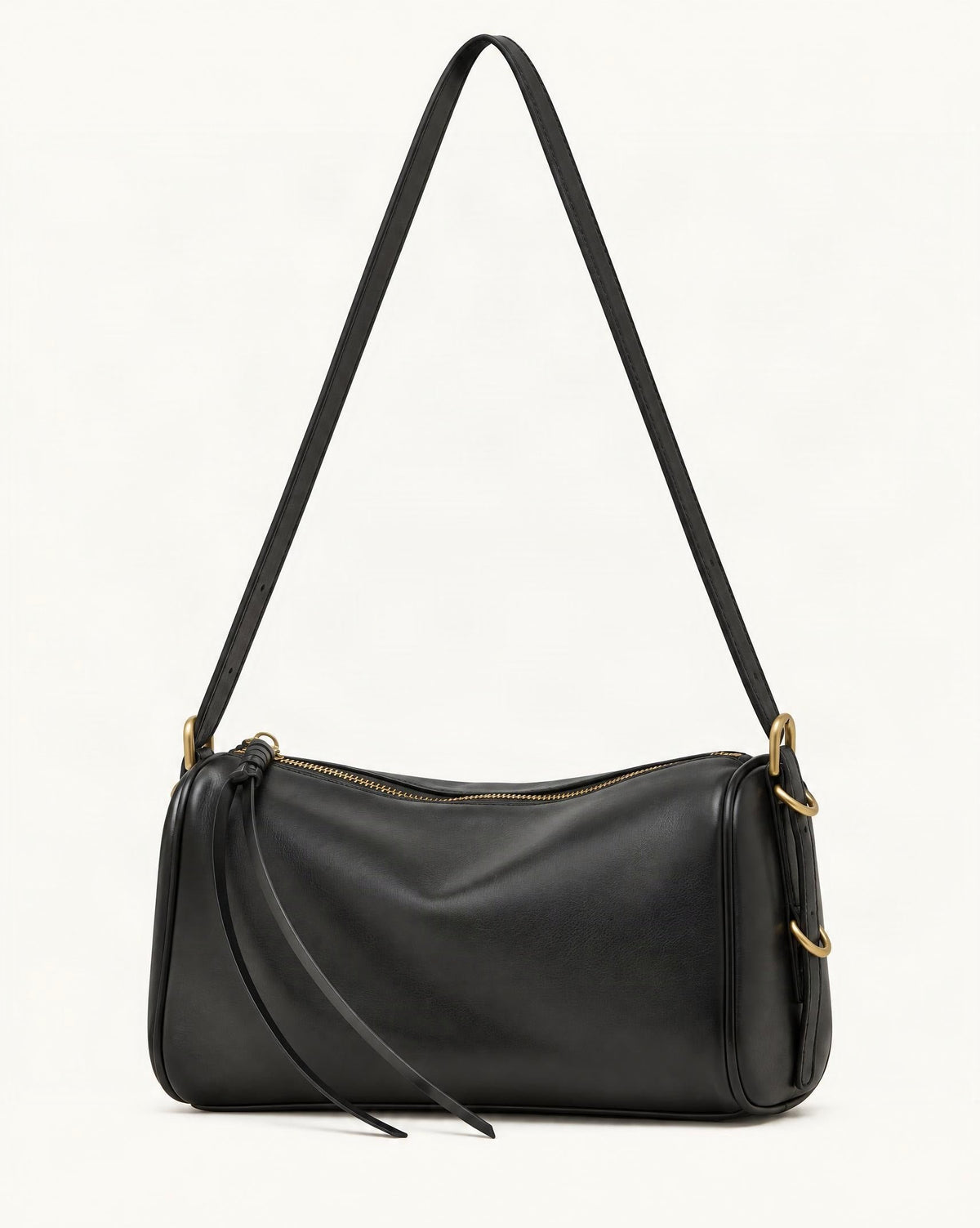 Cowhide Leather Small Crossbody Bag with Adjustable Strap — straight-on front view on a warm white background