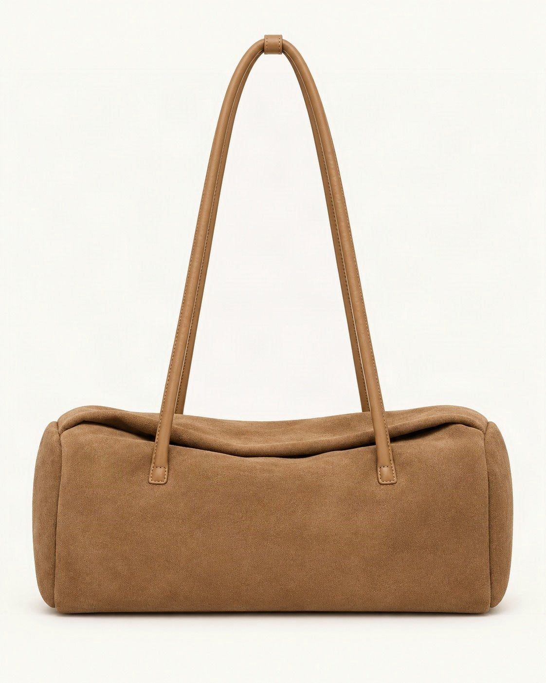 Nubuck Cowhide Boston Shoulder Tote — straight-on front view on a warm white background