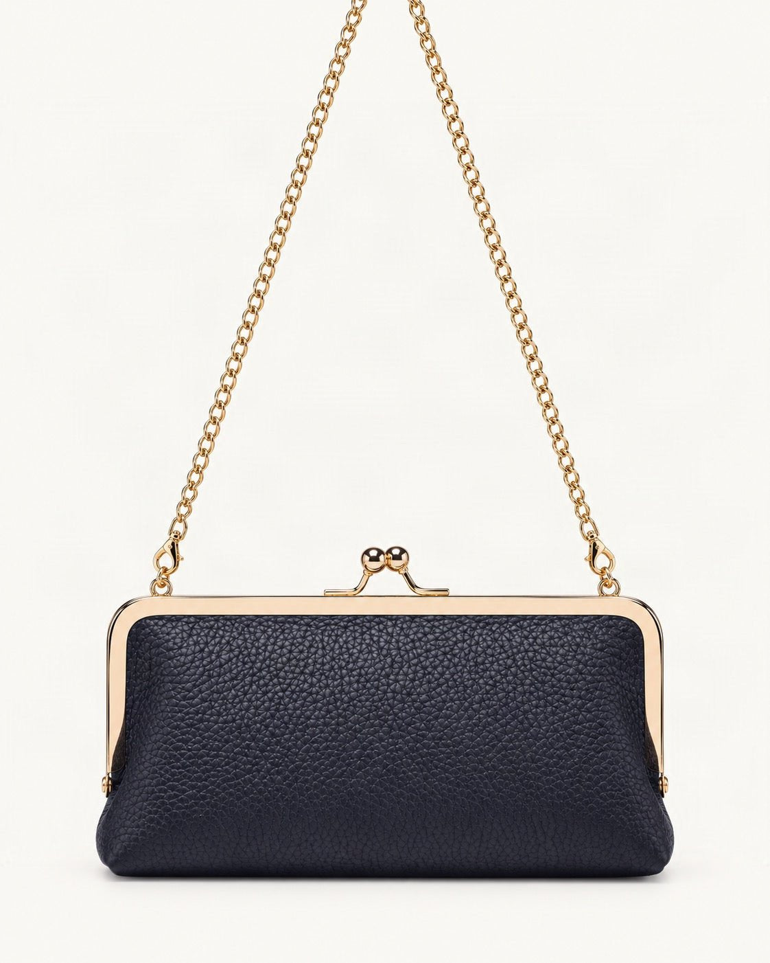 Top-Grain Cowhide Frame Crossbody Bag — straight-on front view on a warm white background