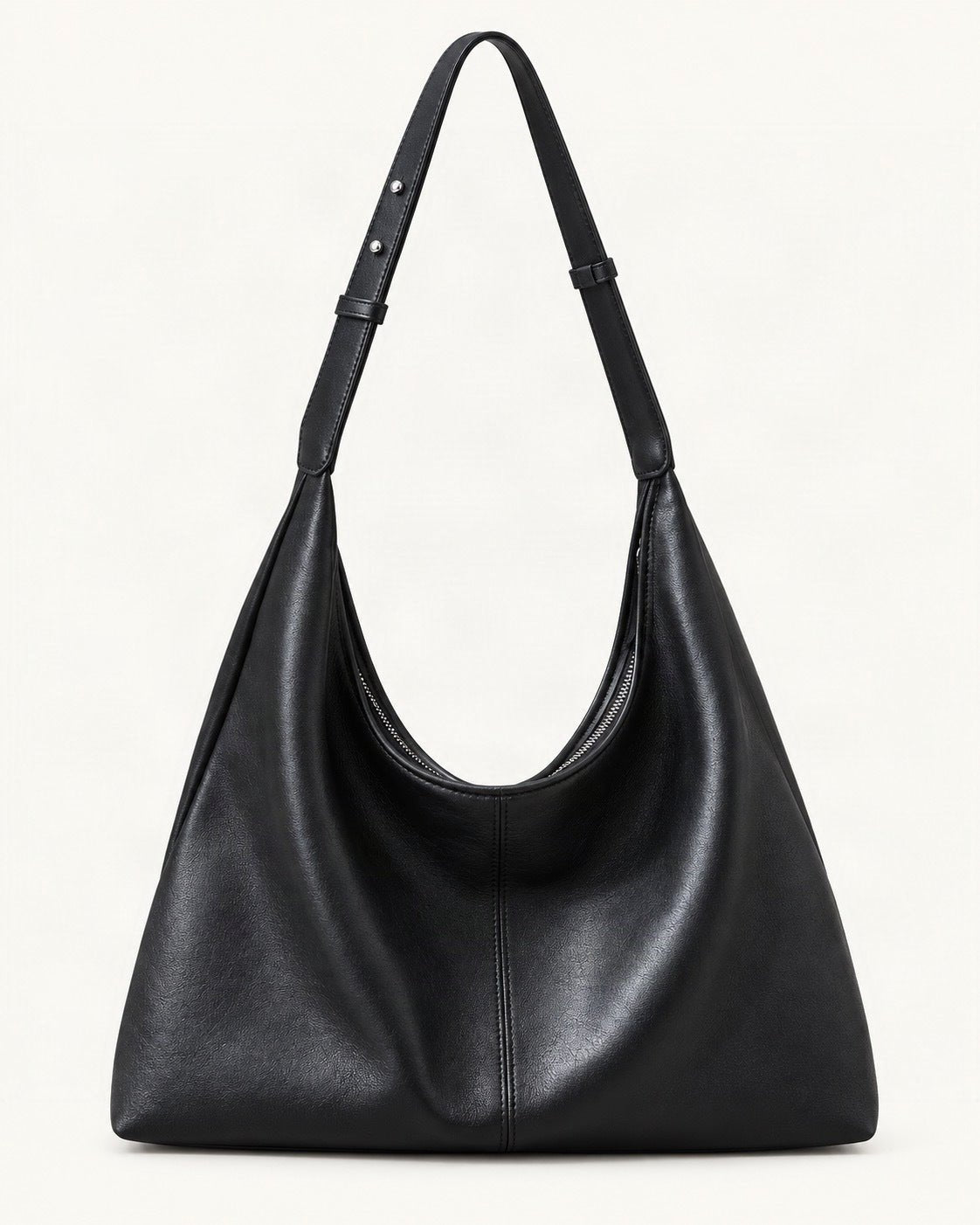 Lambskin Small Hobo Tote Bag — straight-on front view on a warm white background
