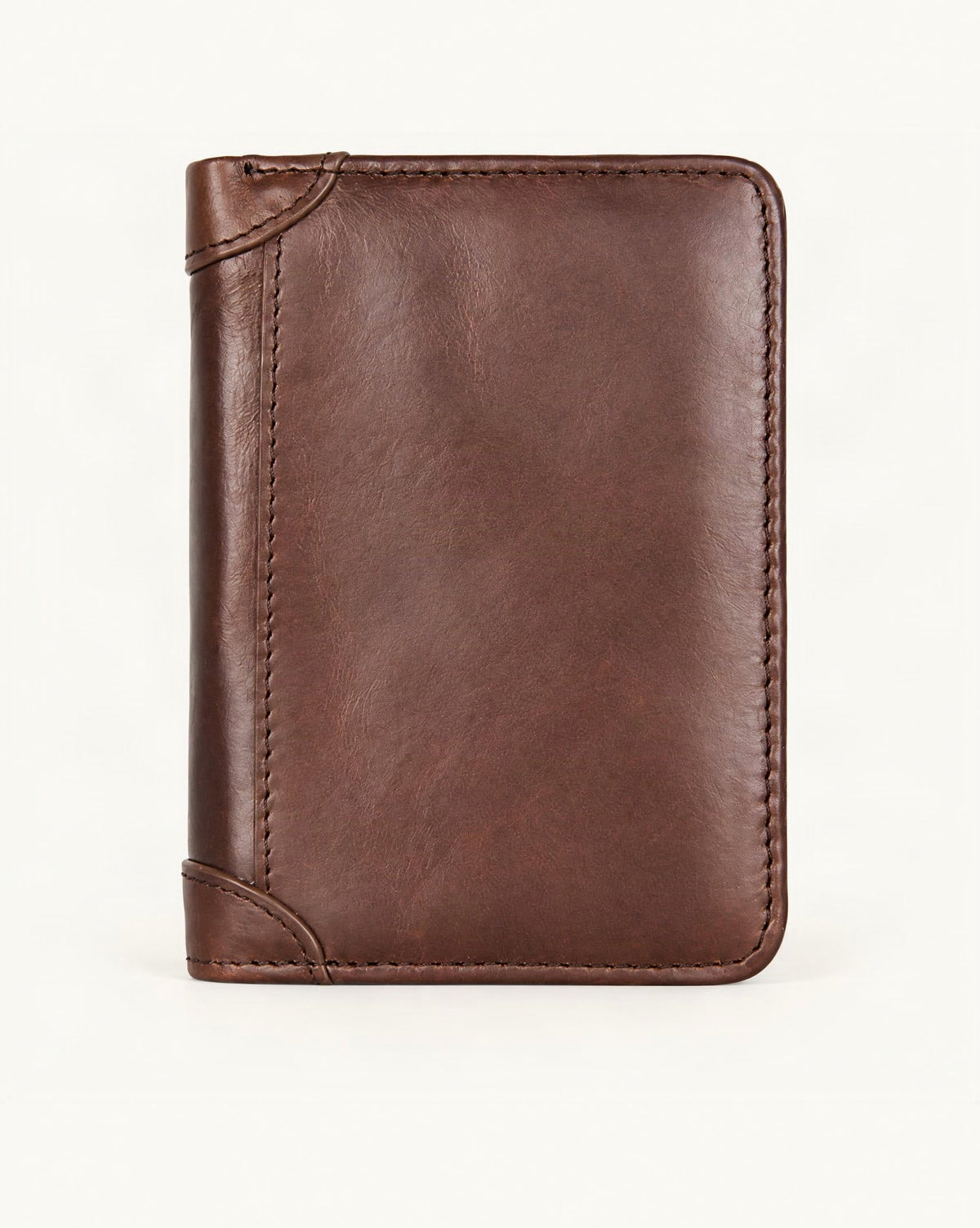 Cowhide Leather Bifold Wallet with Card Slots — straight-on front view on a warm white background