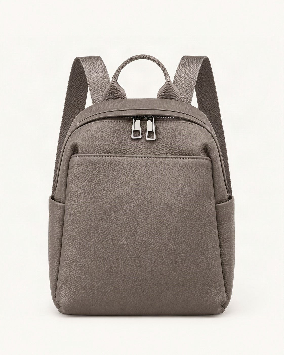Top-Grain Cowhide Small Backpack – Color Options — straight-on front view on a warm white background