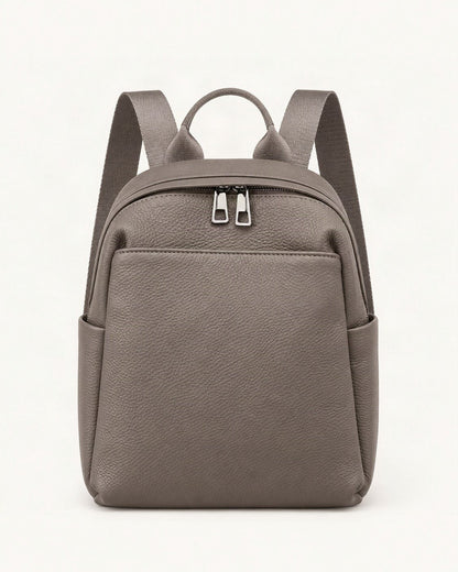 Top-Grain Cowhide Small Backpack – Color Options — straight-on front view on a warm white background