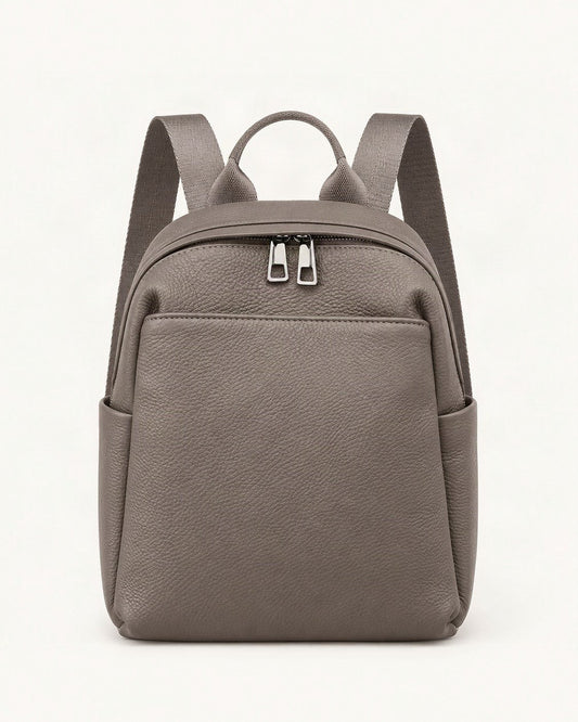 Top-Grain Cowhide Small Backpack – Color Options — straight-on front view on a warm white background
