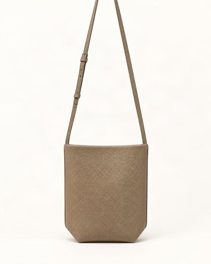 Top-Grain Cowhide Mini Bucket Crossbody Bag – Color Options — straight-on front view on a warm white background