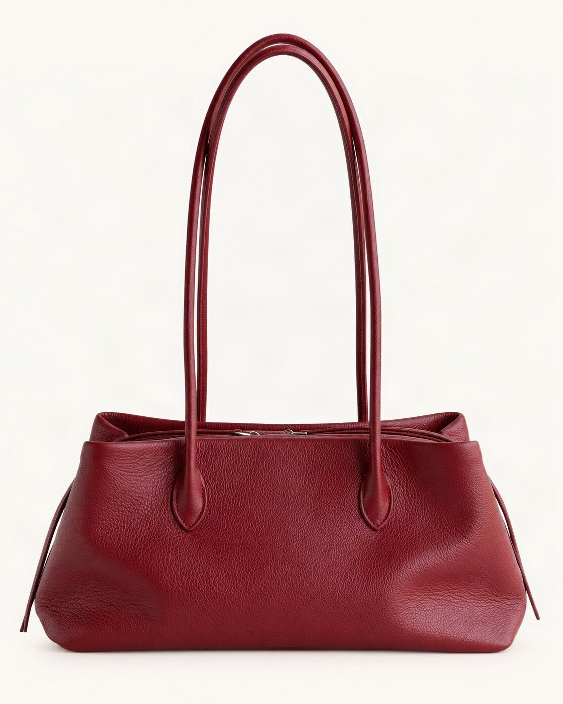 Top-Grain Cowhide Shoulder Tote — straight-on front view on a warm white background