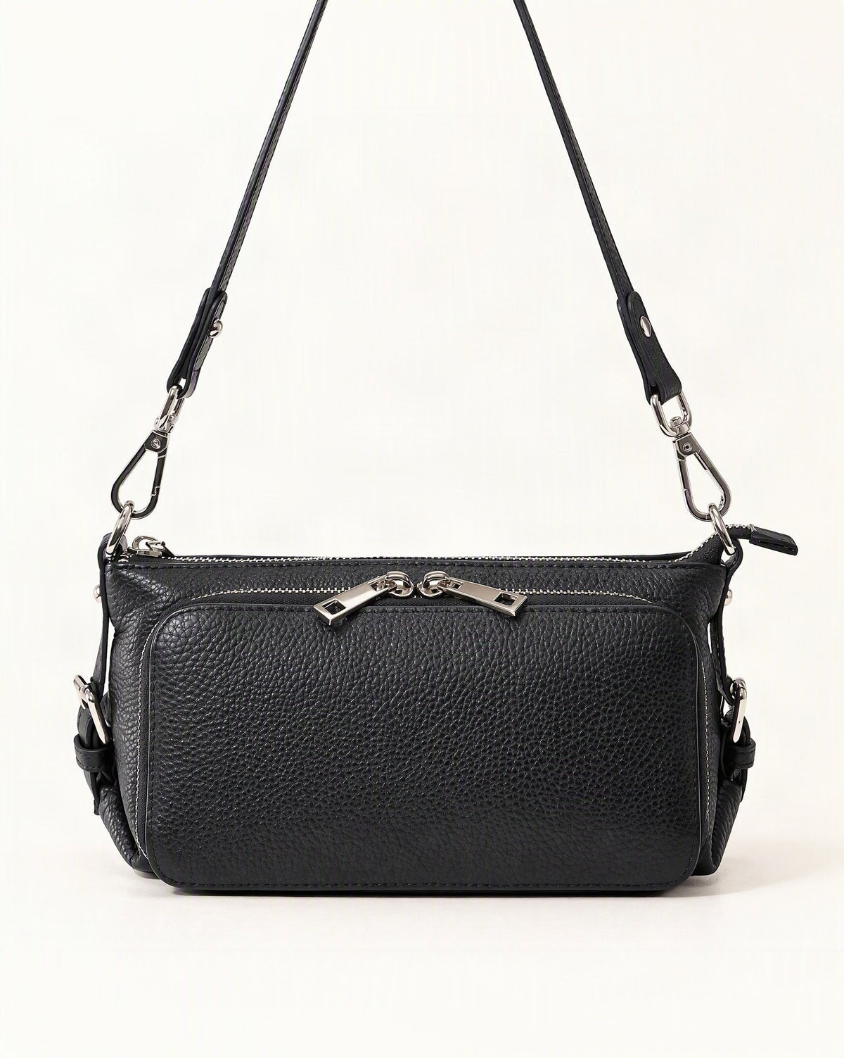 Top Grain Leather Crossbody Bag with 10 Card Slots — straight-on front view on a warm white background