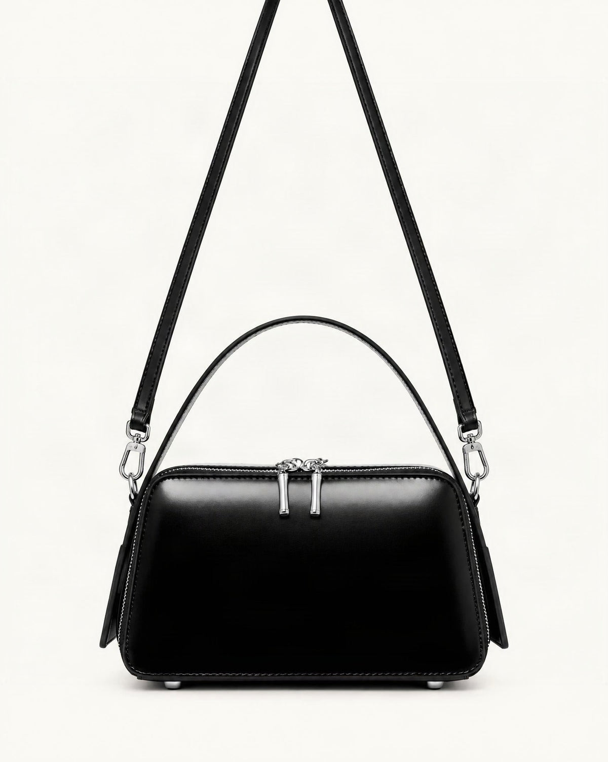Cowhide Leather Small Crossbody Bag – Color Options — straight-on front view on a warm white background