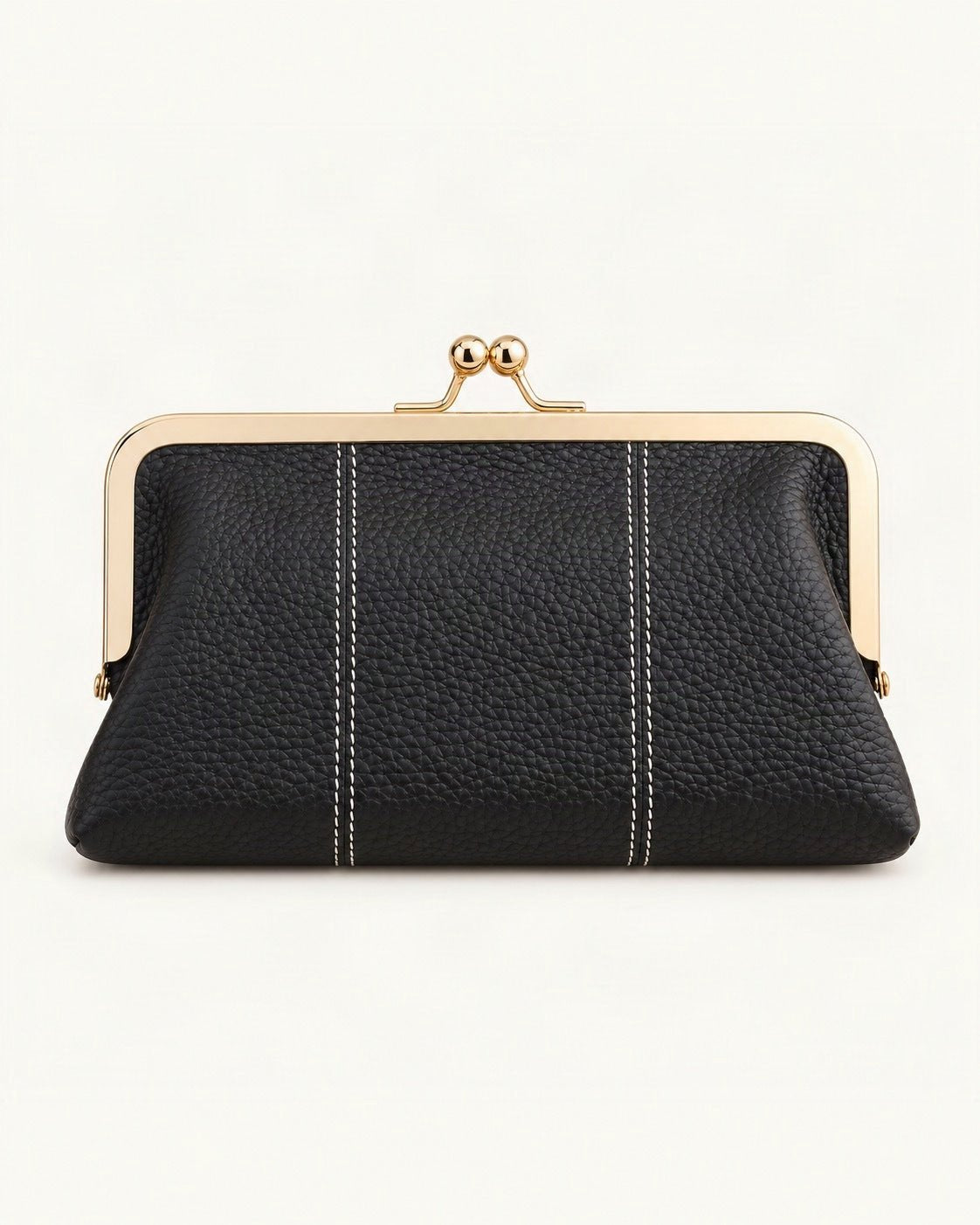 Top-Grain Cowhide Frame Clutch — straight-on front view on a warm white background