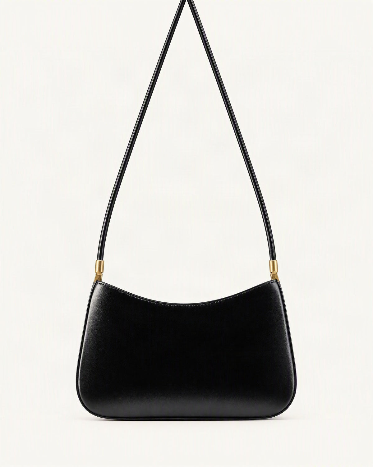 Cowhide Leather Shoulder Bag — straight-on front view on a warm white background