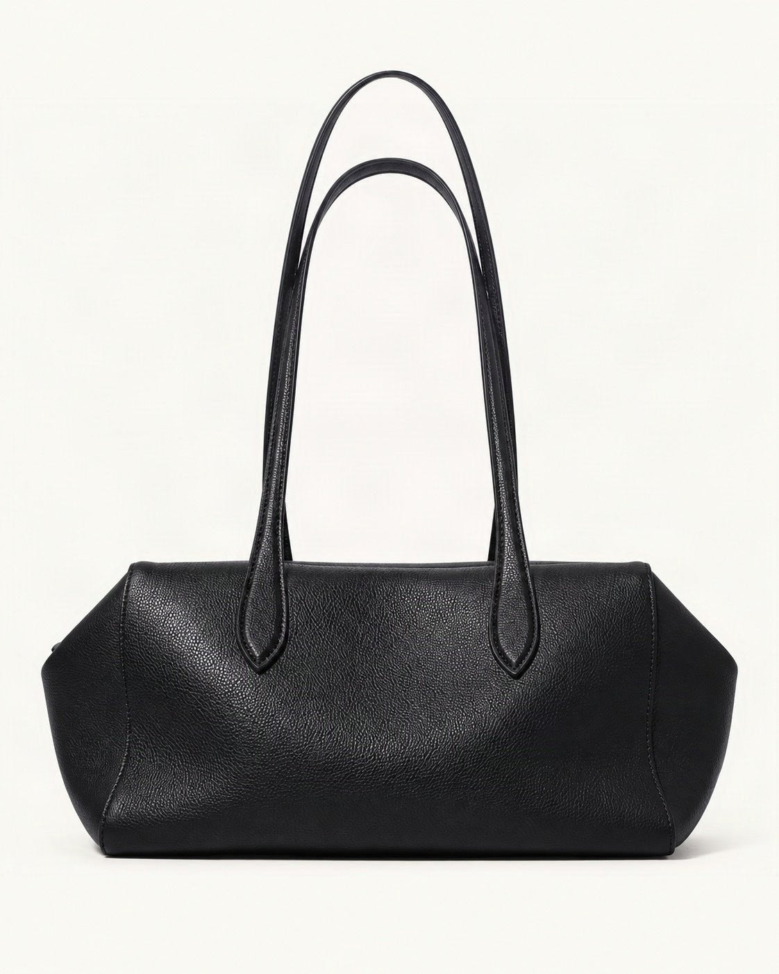 Top-Grain Cowhide Small Plus Shoulder Tote Bag — straight-on front view on a warm white background