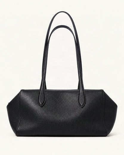 Top-Grain Cowhide Small Plus Shoulder Tote Bag — straight-on front view on a warm white background