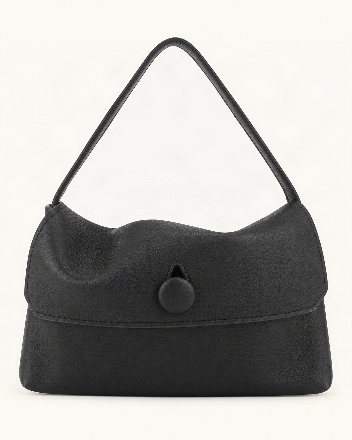 Lambskin Mini Shoulder Bag with Button Flap — straight-on front view on a warm white background